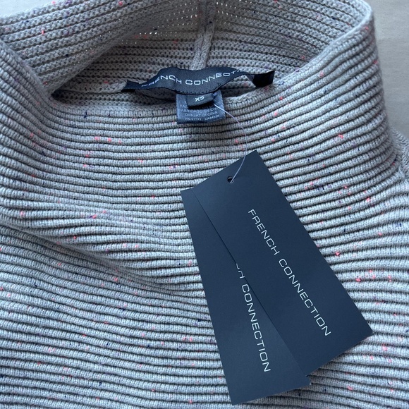 French Connection Mozart Mock‎ Neck Light Grey Cotton Confetti Jumper Sweater XS - Picture 10 of 11